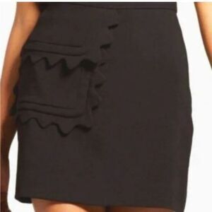 Victoria Beckham Mini Skirt with scallop trim pocket‎ Side Zip Large Black